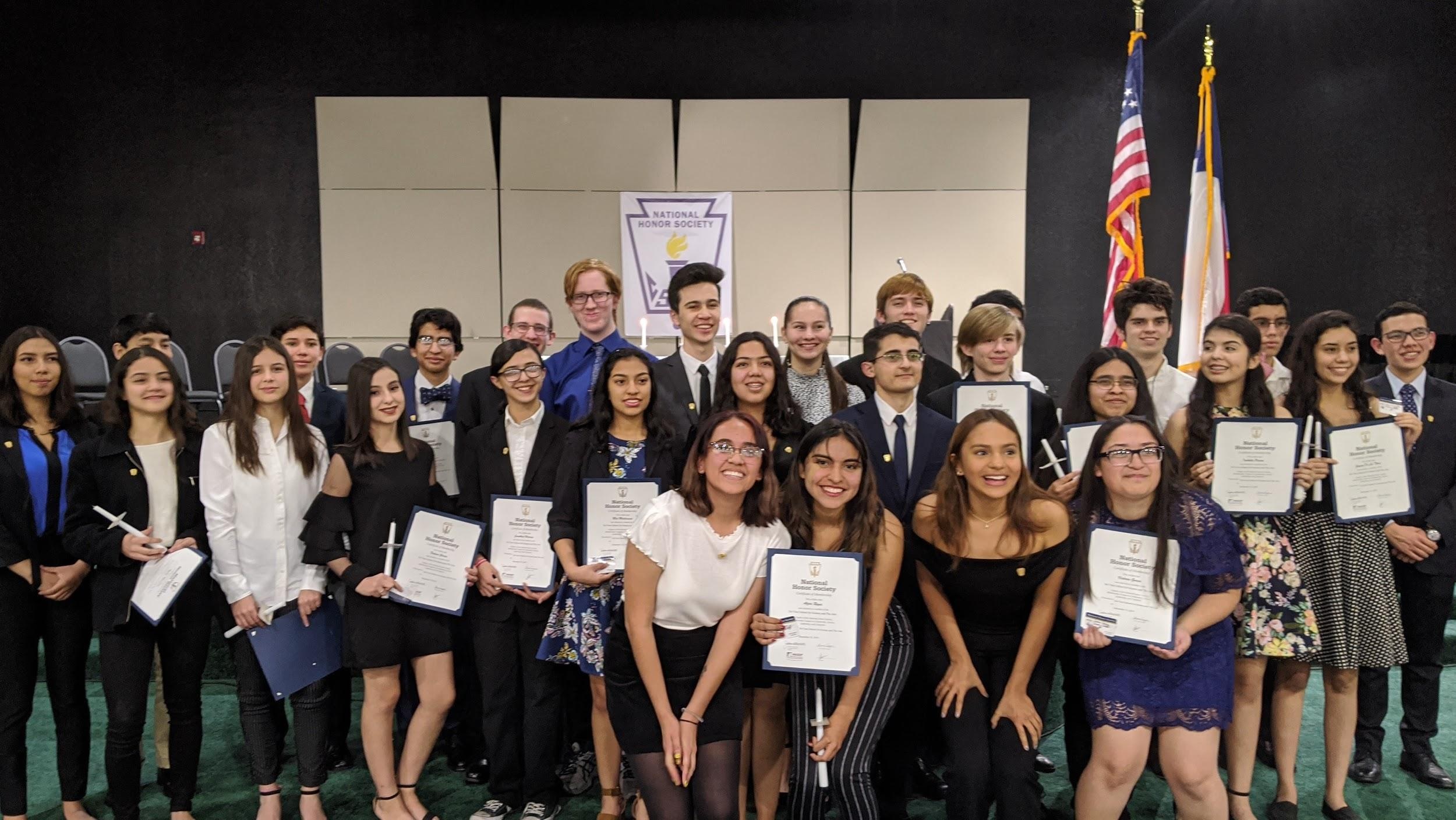 Group picture of students in National Honor Society. Students in picture are listed above.